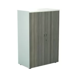 image of 1600 Wooden Cupboard (450MM Deep) White Carcass Grey Oak Doors