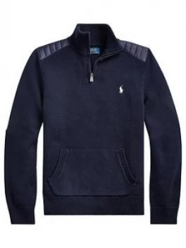 Image of Ralph Lauren Boys Half Zip Knitted Jumper - Navy, Size Age: 6 Years