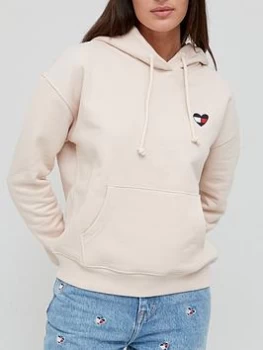 image of Tommy Jeans Boxy Homespun Heart Hoodie - Stone Size XS Women