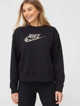 image of Nike NSW Animal Print Logo Sweatshirt - Black Size M Women