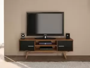 image of Birlea Shard Walnut and Black TV Unit Flat Packed