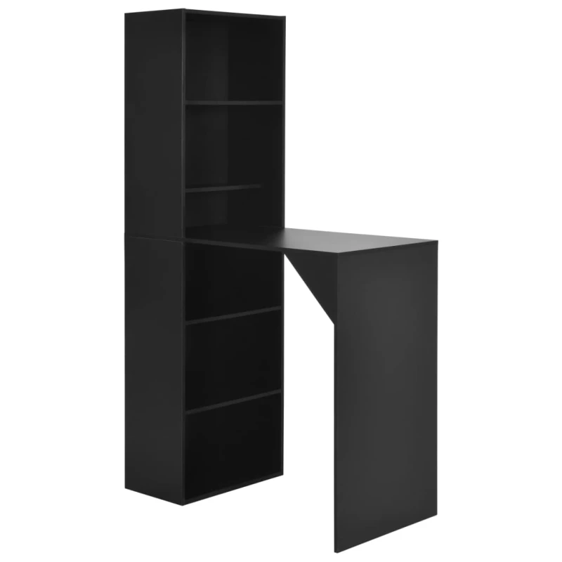 Image of vidaXL Bar Table with Cabinet Black Kitchen Coffee Dining Tall Breakfast Stand