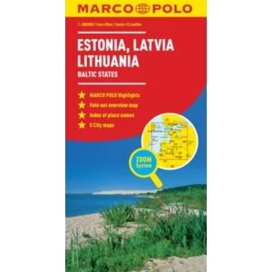 image of Estonia, Latvia, Lithuania Map: The Baltic States by Marco Polo (Sheet map, folded, 2017)