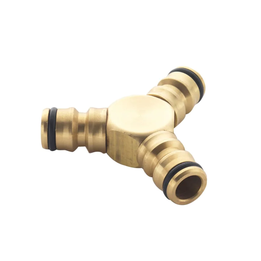 image of Spear and Jackson Three Way Brass Male Hose Connector 3/4" / 19mm Pack of 1