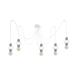 Unica Cluster Pendant Ceiling Light White, Silver, 5x E27