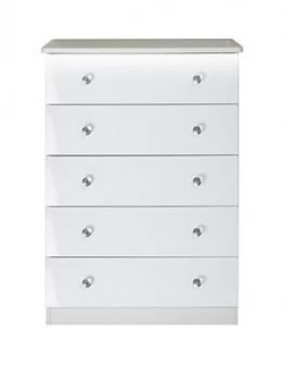 Image of Swift Lumiere 5 Drawer Chest With Lights - White Gloss