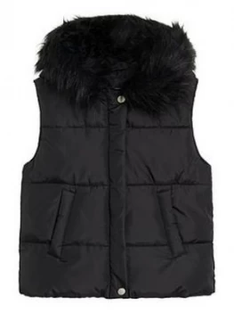 image of Mango Girls Hooded Padded Gilet - Black