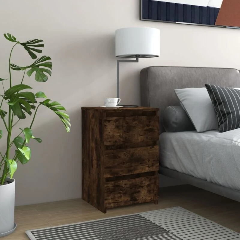 Image of VIDAXL Bed Cabinet Smoked Oak 40x35x62.5cm Engineered Wood Vidaxl 8720286932339