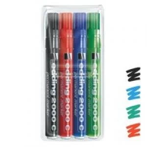 Image of Edding 2000C Permanent Marker Bullet Tip 1.5-3mm Assrtd Pack 4 40713ED