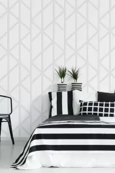 image of Superfresco Easy Geo Panel White Geometric Wallpaper