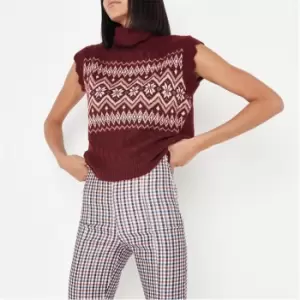 Image of Missguided Knit Roll Neck Vest - Red