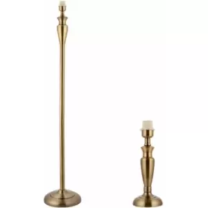 image of Standing Floor & small Table Lamp Set Traditional Metal Antique Brass no shades