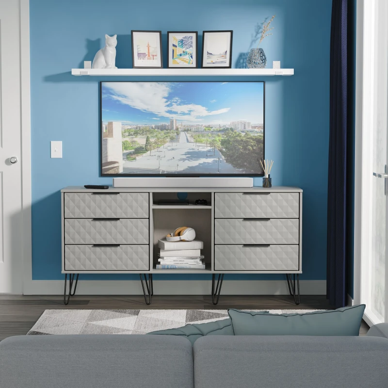 Image of Harlequin 6 Drawer Sideboard in Dusk Grey - Ready Assembled - Lewis's Home TJ Hughes 5056812209686