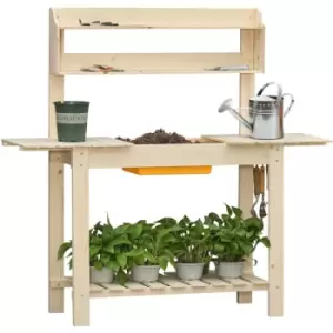 image of Outsunny - Garden Potting Bench Workstation Table w/ Sliding Tabletop & Dry Sink