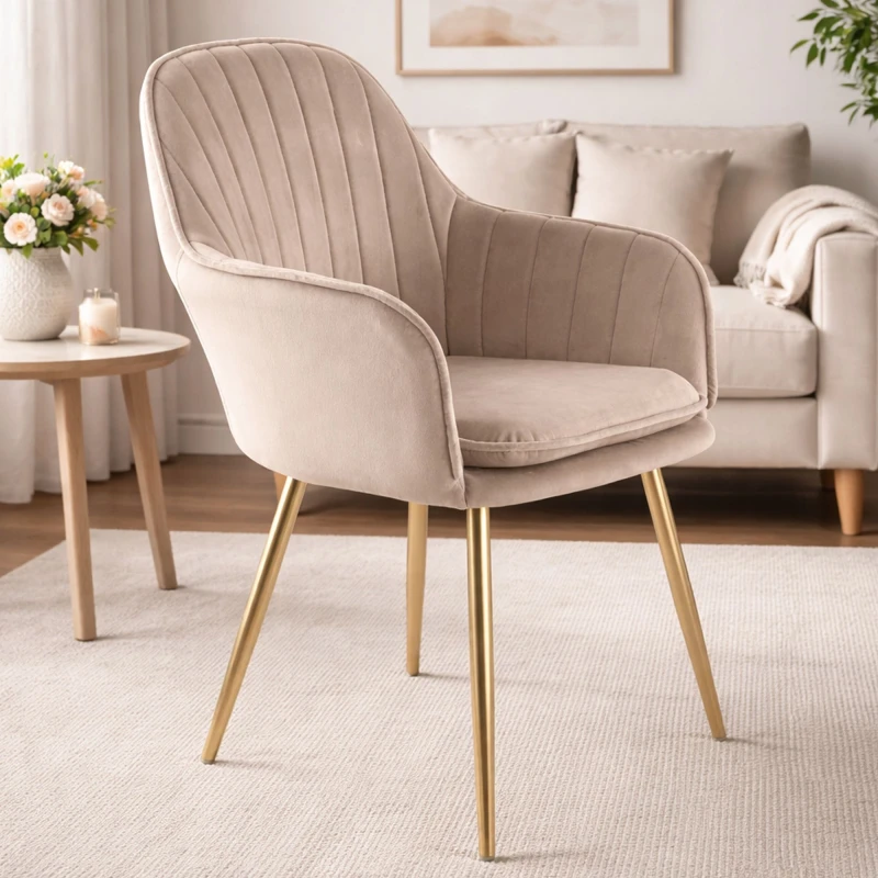 Image of Genesis Genesis Muse Velvet Accent Chair Upholstered Modern Chair with Backrest in Taupe Size: 1 Seater Taupe 1 Seater Unisex 5060284038194