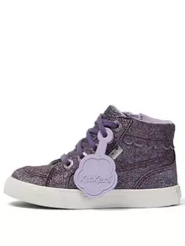 Image of Kickers Tovni Hi Glitter High Top Trainer, Purple, Size 8 Younger