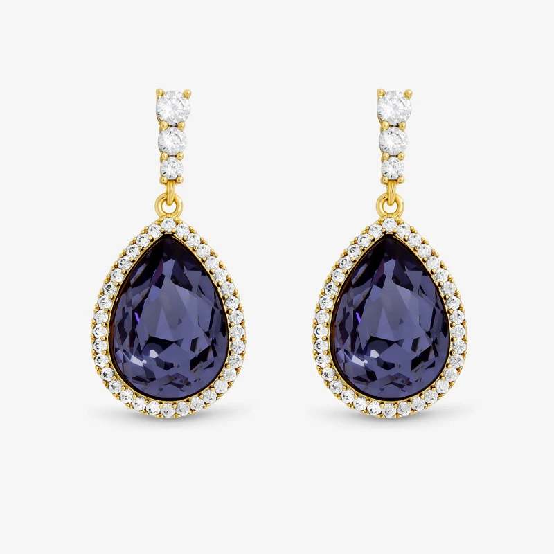 Image of Jon Richard Rhodium Plated & Crystal Vitrail Drop Earrings Stud Earrings One Size Silver 73427311000