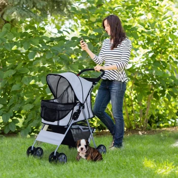 Image of PawHut Pet Stroller W/ 4 Wheels - Grey & Silver