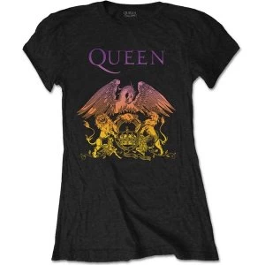 image of Queen - Gradient Crest Womens Large T-Shirt - Black