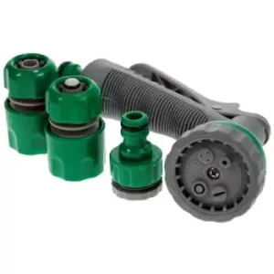 Image of 6 Pattern Garden Hose Pipe Spray Gun Set with Fittings
