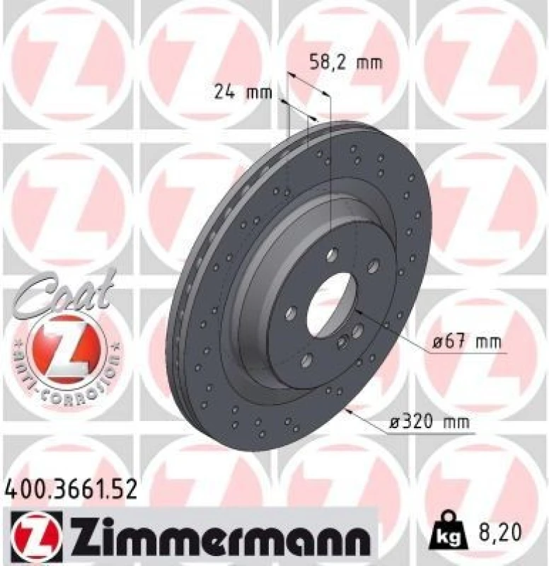 Image of ZIMMERMANN Brake disc ZIMMERMANN 400.3661.52