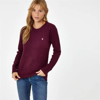 image of Jack Wills Tinsbury Merino Wool Cable Knitted Jumper - Red