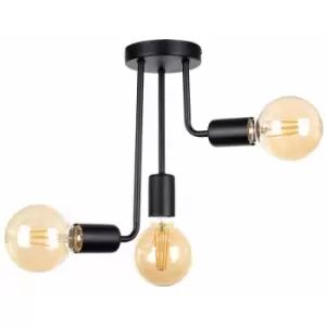 Keter Lighting - Keter Megan Multi Arm Semi Flush Ceiling Light Black, 25cm, 3x E27