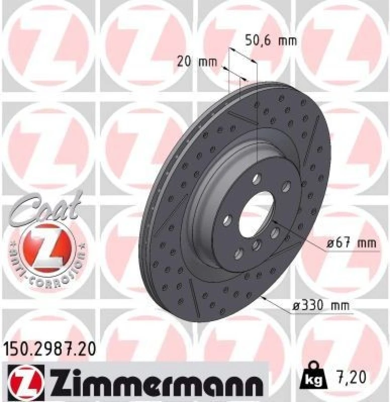 Image of ZIMMERMANN Brake disc ZIMMERMANN 150.2987.20