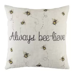 image of Bee-Lieve Printed Cushion White