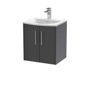 Hudson Reed Juno 500mm Wall Hung 2 Door Vanity & Curved Basin - Graphite Grey