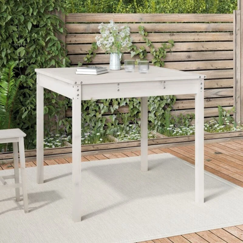 Image of VIDAXL Garden Table White 82.5x82.5x76cm Solid Wood Pine Vidaxl 8720845690953