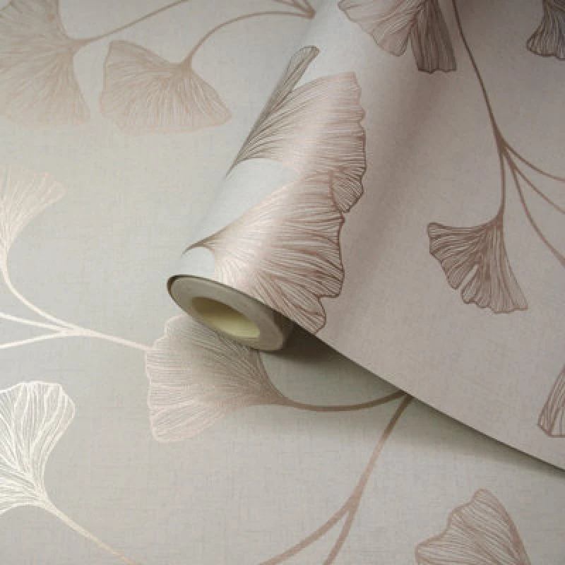 Image of Holden Decor Haruna Beige Floral Metallic Effect Contemporary Smooth Wallpaper