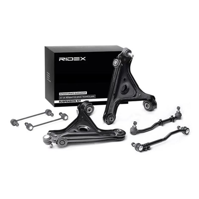 Image of RIDEX 772S0219 Control arm repair kit with coupling rod, Front axle both sides, Control Arm Suspension Kit (772)