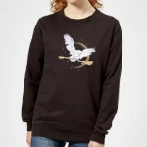 Image of Harry Potter Hedwig Broom Womens Sweatshirt - Black
