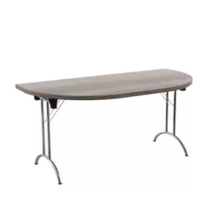 Image of One Union Folding Table 1600 X 800 Silver Frame Grey Oak D - End Top