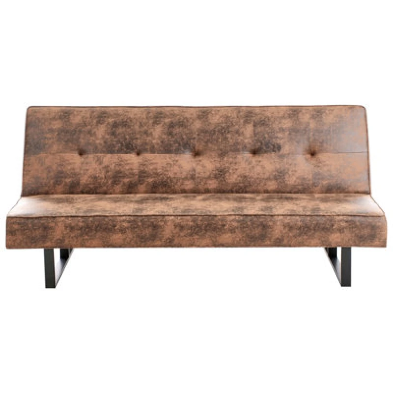 Image of Beliani Sofa Bed 3 Seater Derby Faux Leather Golden Brown