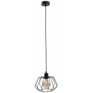 Image of Keter Lighting - Keter Luna Wire Frame Pendant Ceiling Light Black, 25cm, 1x E27