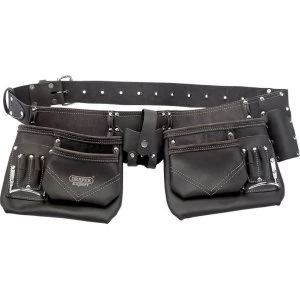 Image of Draper Expert Double Oil Tanned Leather Tool Pouch and Belt