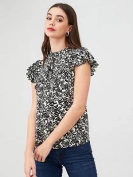 Oasis Smudge Print Shell Top - Mono, Mono, Size 18, Women