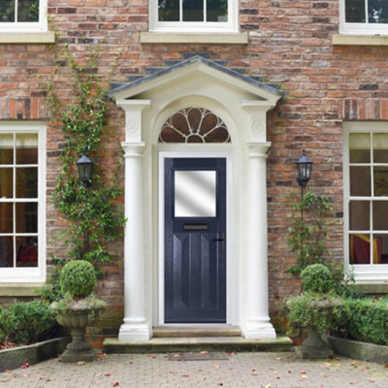 Image of Lacerta Composite Door Eaton Blue 920mm X 2090mm Open In Left Hand Obs Glass 10 Year Guarantee - Free Delivery & Smart Lock