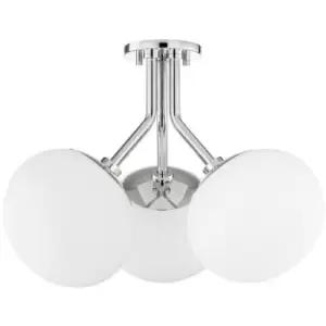 image of Estee 3 Light Semi Flush Polished Nickel, Glass