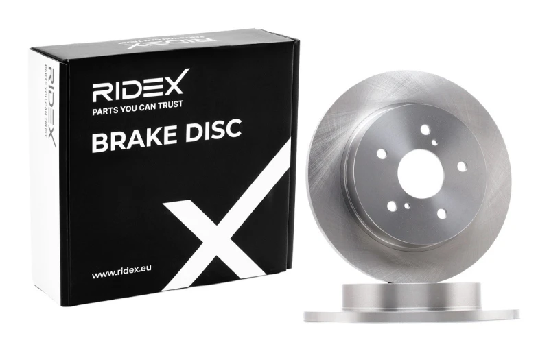 Image of RIDEX 82B1145 Brake disc Rear Axle, solid, Cast Iron, Uncoated, Untreated, without bolts/screws Cast Iron Brake Disc (82)