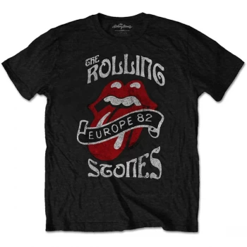 Image of The Rolling Stones - Europe '82 Tour Unisex Medium T-Shirt - Black