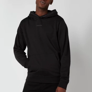 Image of Calvin Klein Jeans Mens Organic Cotton Logo Trim Hoodie - Black - L