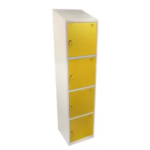 Image of Four Tier Hero Metal Locker, Yellow Doors, 1950H x 450W x 450D