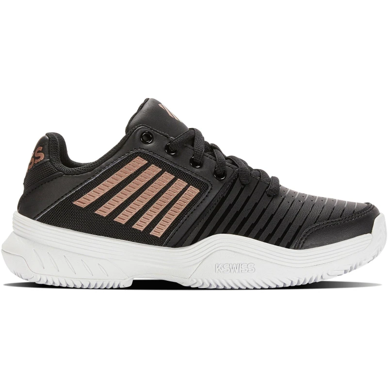 Image of K-Swiss Womens Court Express HB Clay Court Lace Up Tennis Shoes Black/Wht/Gold female 5.5 (38.5)