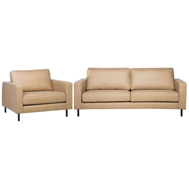 Image of Beliani Living Room Set 4 Seater Savalen Faux Leather Beige