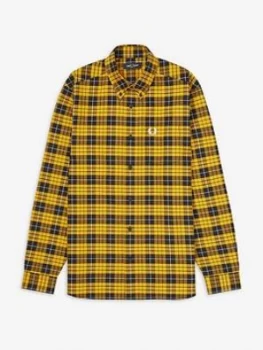 Image of Fred Perry Tartan Oxford Shirt, Yellow, Size 2XL, Men