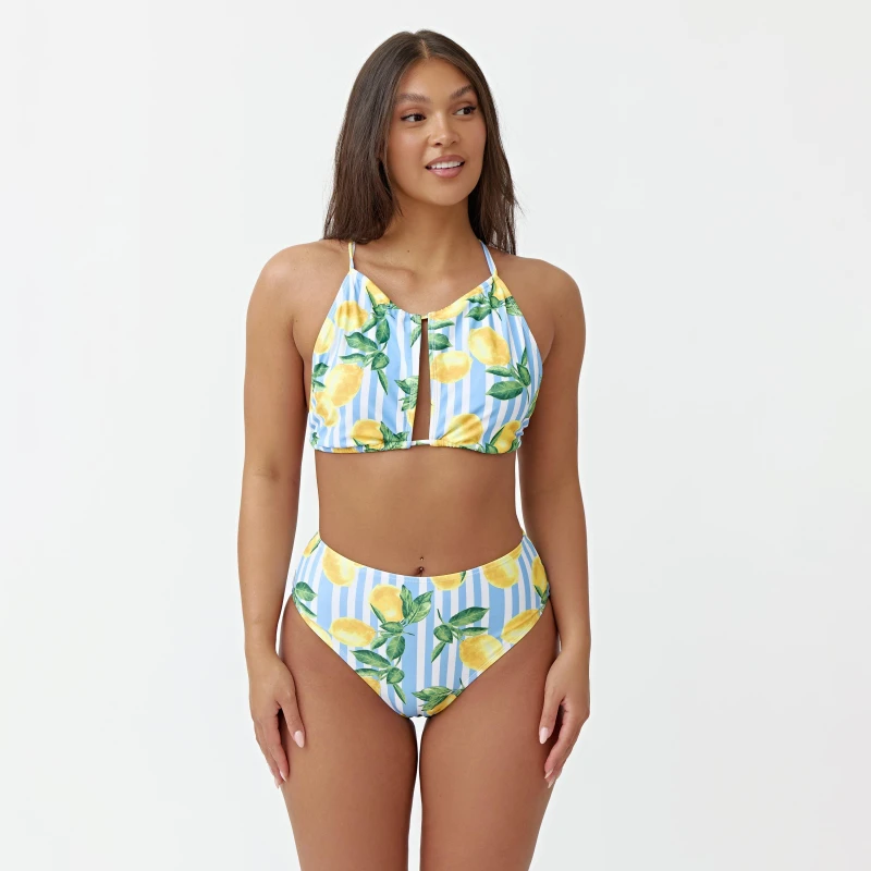 Image of Be You High Neck Bikini Top - Yellow Yellow 8 - 10