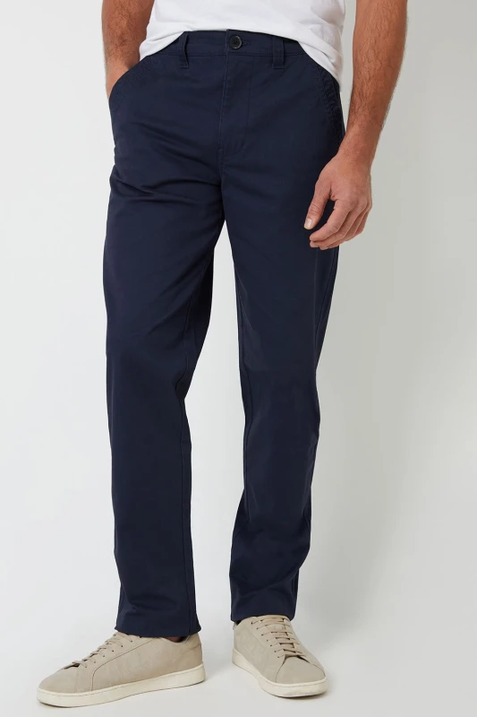 Image of Saltwell Mens Stretch Cotton Blend Chino Trousers in Navy Size: 32 Navy Male 32